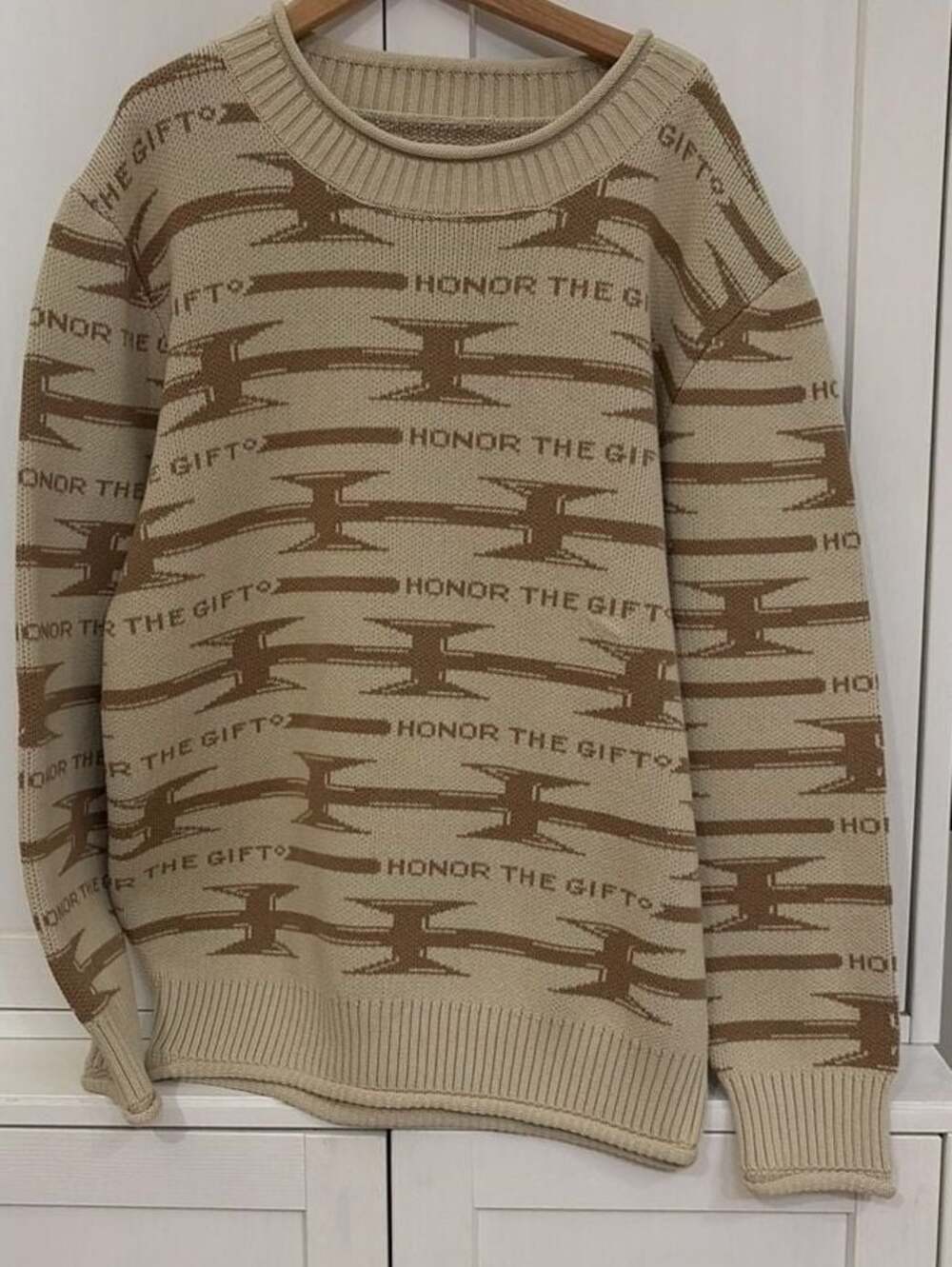 Honor The Gift Men’s H Wire Knit Sweater (Bone) Size Large